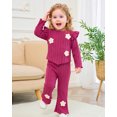 thumbnail image 4 of 18 Months Baby Girls Clothes 24 Months Girls 2PCS Fall Winter Outfits Set Cute Bowknot Toddler Girls Long Sleeve Top Pants Set Rose Red, 4 of 8