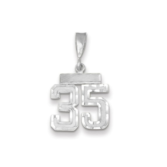 14K White Gold Charm Pendant Themed 35 Diamond-Cut