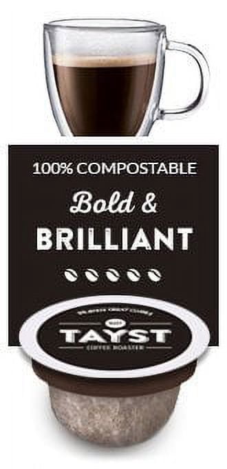 Tayst Dark Roast Coffee Pods | 100 ct. Bold Sample Box | 100% Compostable Keurig K-Cup compatible | Gourmet Coffee in Earth Friendly packaging