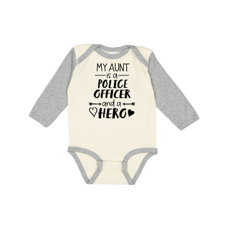 

Inktastic My Aunt is a Police Officer and a Hero Gift Baby Boy or Baby Girl Long Sleeve Bodysuit