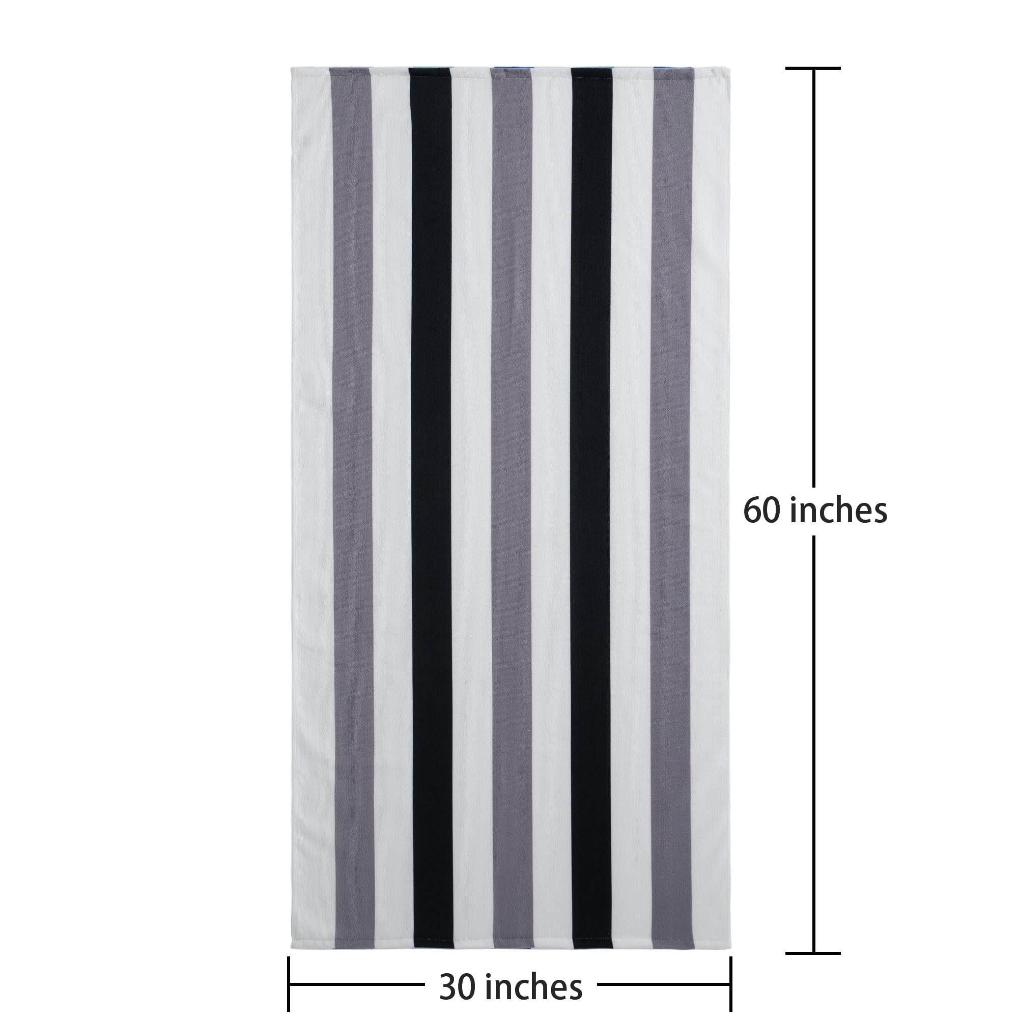 Jessy Home 4 Pack Large Oversized Beach Towels Set 30"*60" Cabana Stripe Pool Towel Gray Black Beach Sheet Towel