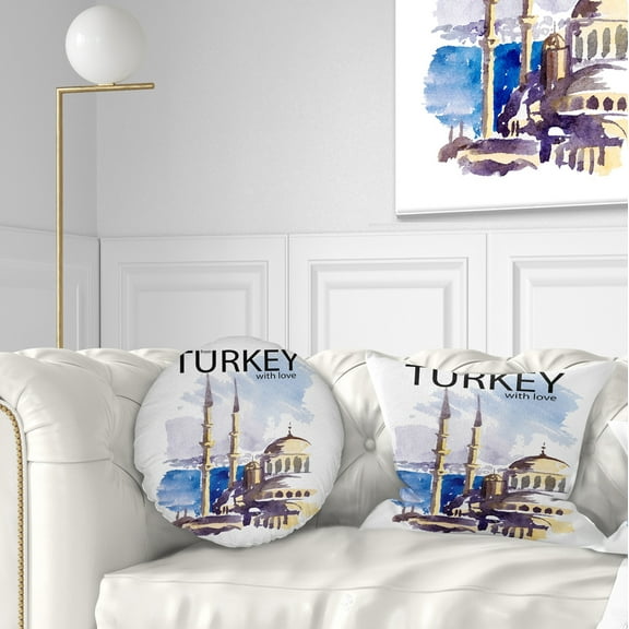 Designart Turkey Vector Illustration - Cityscape Throw Pillow - 12x20