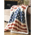 thumbnail image 6 of Carstens, Inc Carstens Wrangler Stars & Stripes USA American Flag Sherpa Fleece 54x68 Throw Blanket, 54" x 68", White, 6 of 7