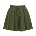 thumbnail image 4 of FchengtaiS Women's Pleated Bermuda Shorts Wide Leg Drawstring High Waisted Shorts Summer Casual Loose Beach Flowy Shorts with Pockets, 4 of 7