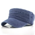 thumbnail image 1 of Nvzi Gorra militar escolar, gorra de béisbol estilo militar, parte superior plana, lavada, primavera verano, retro, ala baja, gorra militar escolar, 1 pieza, azul, 1 of 5