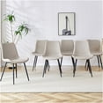 thumbnail image 2 of Light Gray Faux Leather Dining Chair with Black Metal Legs, Ergonomic Curved Backrest and Wide Seat Cushion for Enhanced Comfort, Set of 6 Modern Kitchen and Office Side Chairs, 2 of 9