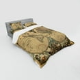 thumbnail image 3 of Vintage Duvet Cover Set, Dated Old Map of World Historic Geography Theme Antique Grungy Design Print, Bedding Set with Shams and Fitted Sheet, 3 Sizes, by Ambesonne, 3 of 3