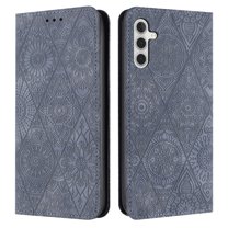 SaniMore Case for Samsung Galaxy A54 5G 6.4" 2023, [Card Slots   Cash Pocket   Removeable Wrist Strap] PU Leather Embossed Totem Girly Kickstand 360° All-around Protective Wallet Shell, Gray