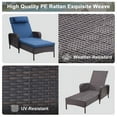 thumbnail image 3 of PARKWELL Set of 2 Outdoor Folding Chaise Lounge Chairs - Wicker Rattan Adjustable Recliners for Patio, Pool w/ Wide Arm and Cushions - Blue, 3 of 9