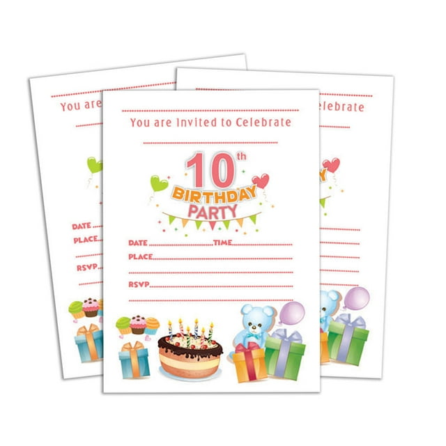 Darling Souvenir White Birthday Invitation Card Printable Elegant Fill or Write In Blank Party Invites 28 Pcs 5 x 7 Inches