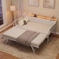 thumbnail image 3 of QinaQin Daybed individual con cama nido y luz LED, base metálica con cabecera tapizada y estación de carga para sala, recámara o cuarto de visitas, 3 of 9