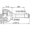 thumbnail image 2 of Febest OUTER CV JOINT 24X59X30 # 0110-030 OEM 43405-60070, 2 of 2