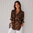 thumbnail image 4 of Nyfairy Plus Size Women's Floral Embossed Print Long Sleeve Button Down Casual Shirt, 4 of 5