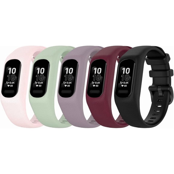 Replacement Sport Bands Compatible with Garmin Vivosmart 5, Soft Silicone Wristband Straps for Women and Men, Colorful, 5 Pack