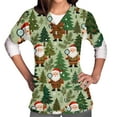 thumbnail image 2 of qolati Christmas Scrub Tops Women Oversized Snowflake V Neck Short Sleeve T Shirts Casual Nursing Work Shirts Xmas Print Holiday Tops with Pockets, 2 of 6