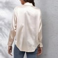 thumbnail image 6 of Womens Tops Satin Satin Imitation Silk Long Sleeved Button Down Blouse Shirts for Women, 6 of 7
