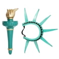thumbnail image 2 of Holiday Party Accessory Set, 4Th of July Decorations, Dress Up, 4Th of July Party Favors, Gold Decorations, 1 Teal Statue Liberty Headband and 1 Gold Finished Prop for July 4Th, 2 of 7