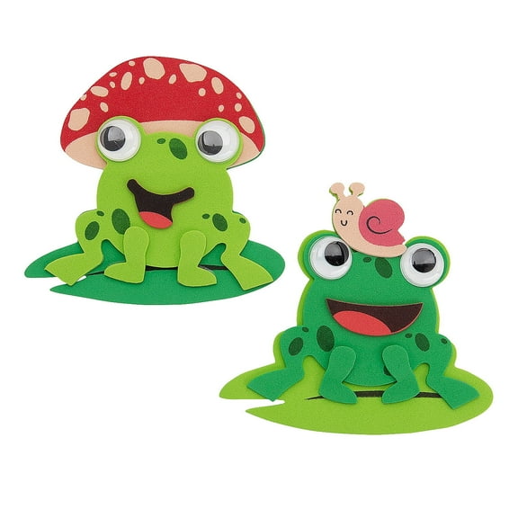 Fun Express Smiling Frog with Lily Pad Magnet Craft Kit - Makes 12