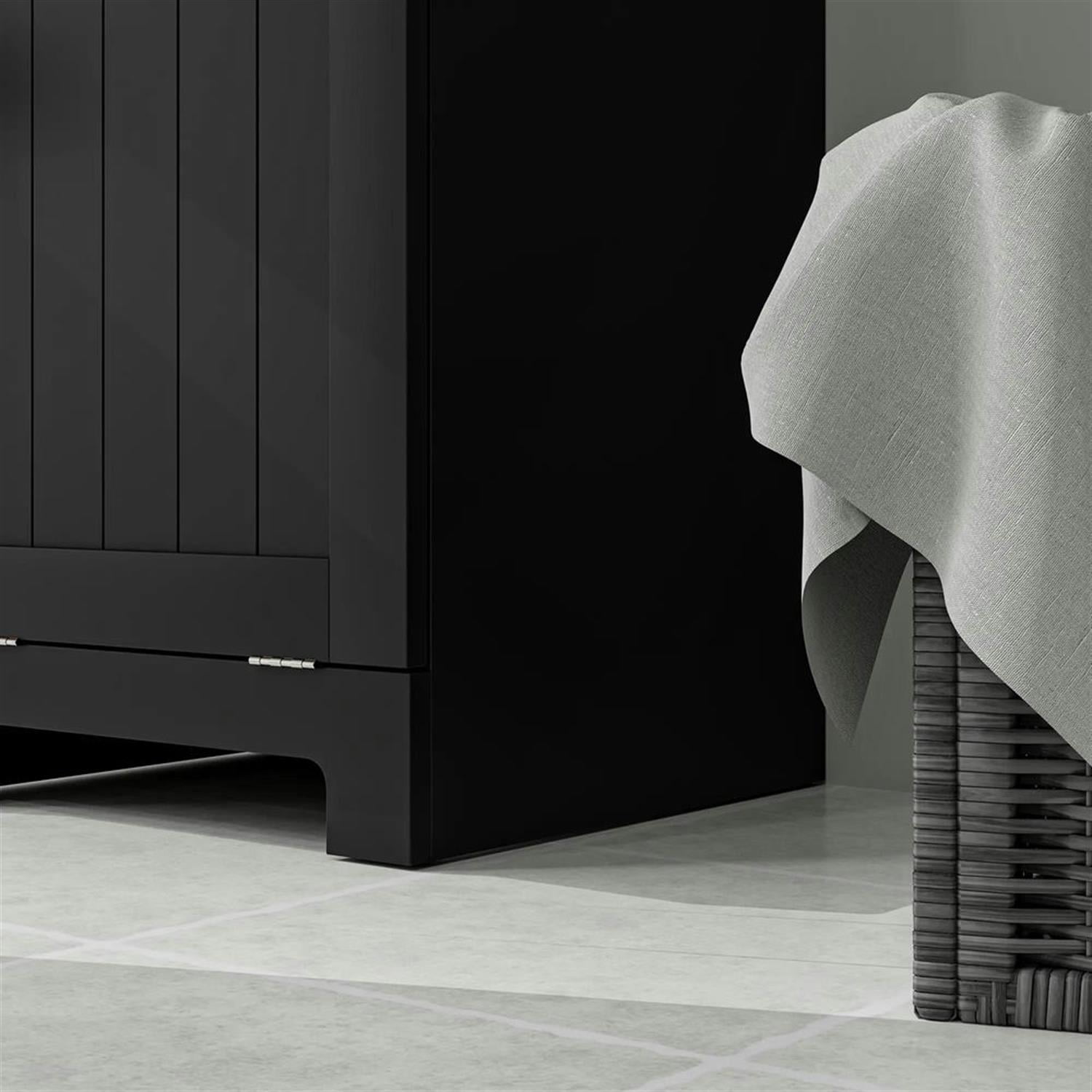 Demi Bonn 35" Bathroom Storage Cabinet with Tilt-Out Trash, Laundry Cabinet with Tilt Out Laundry Basket and Drawer for Kitchen, Living Room, Black