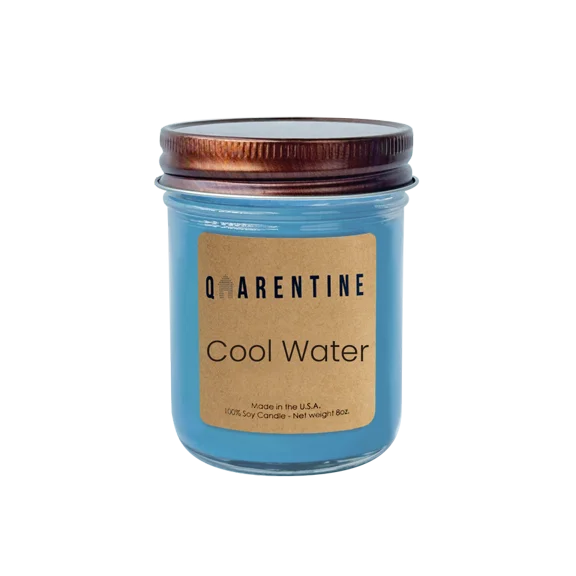 Natural Organic Cool Water Soy Wax Candle, Fresh, Floral & Woody Scent, Aromatherapy & Massage Oil - Quarentine Essentials by Carla Miles