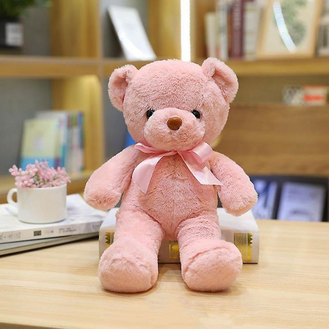 Oso de peluche de 30 cm, peluche suave y adorable, decoración para fiestas de cumpleaños (rosa)