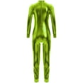 thumbnail image 5 of iiniim Girls Long Sleeve Shiny Metallic Jumpsuit Dance Gymnastics Leotard Bodysuits Unitard Dancewear Green 4-6, 5 of 6