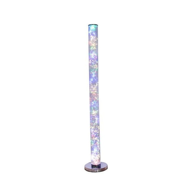 Benzara BM240323 Floor Lamp with LED Bulbs & Wireless Remote Control, Silver