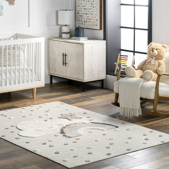 nuLOOM Catlin Sweet Dreams High/Low Kids Area Rug, 4' x 6', Beige