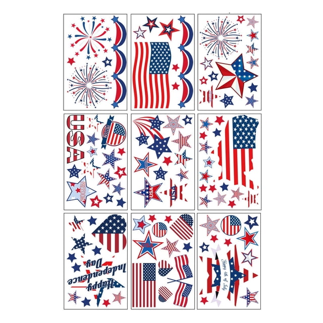 Under 10 Stickers Independence Day Sticker Electrostatic Window Sticker American Flag Glass Door Decorative Decal