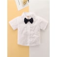 thumbnail image 5 of Arvbitana Baby Boys Gentleman Outfits Suit Short Sleeve Shirt Top +Bib Short Pants Bow Formal Clothes Set 2Pcs, 5 of 9
