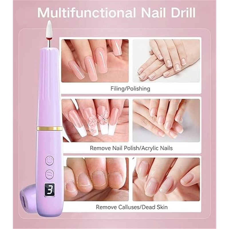 Electric Nail Drill Machine File Efile Set for Acrylic Gel Nails Portable Nail Drill Machine Kit Rechargeable Pedicure Tools for Hand Feet Manicure Pedicure Tools Polishing Set