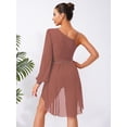 thumbnail image 3 of Ocealan Robe de Danse Lyrique pour Femmes Costume de Ballet Moderne Contemporain Jupe Justaucorps Fluide à Épaules Asymétriques Café m, 3 of 6