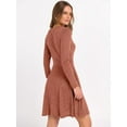 thumbnail image 4 of Women Long Sleeve Ribbed Knit Short Dresses  Fall Winter V Neck Casual Swing A Line Sweater Dress, 4 of 16