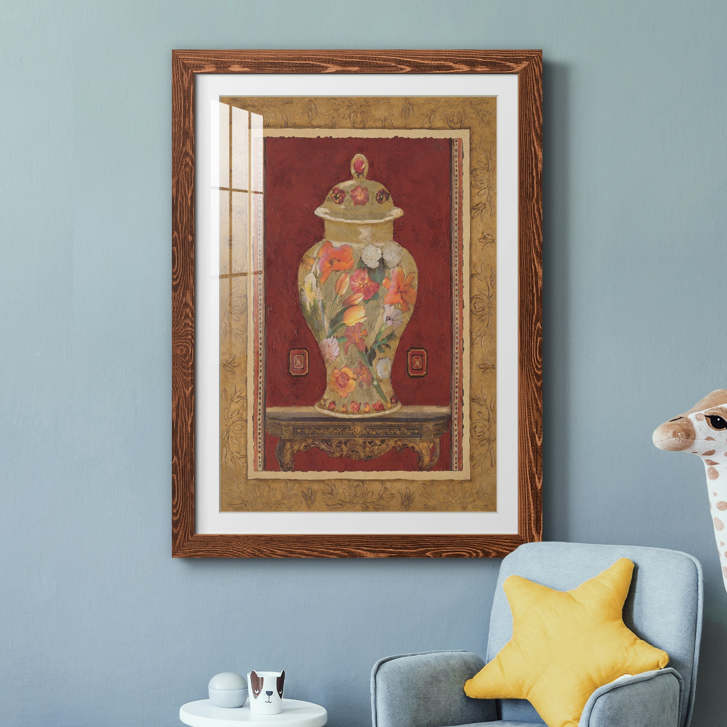 Romantic Urn II - Premium Framed Print - Distressed Barnwood Frame - Ready to Hang