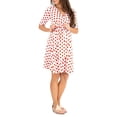thumbnail image 2 of Nituyy Robe de Maternité pour Femmes Décontractée à Col en V à Pois/imprimé Floral à Manches Mi-Longues Robe pour Grossesse Vêtements Séance Photo, 2 of 6