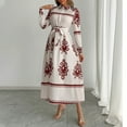 thumbnail image 2 of Nuoqisi Women's Printed Tie-Front Shirt Long Sleeve Maxi Dress - Flowy Button-Down Dress with Adjustable Waist, 2 of 3
