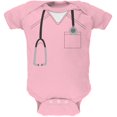 thumbnail image 1 of Halloween Doctor Scrubs Costume Light Pink Soft Baby One Piece, 1 of 1
