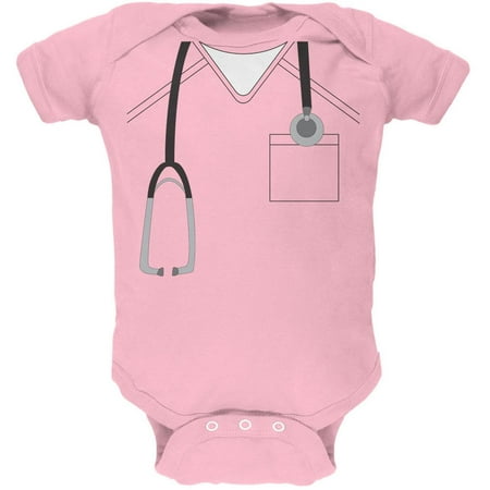 Halloween Doctor Scrubs Costume Light Pink Soft Baby One