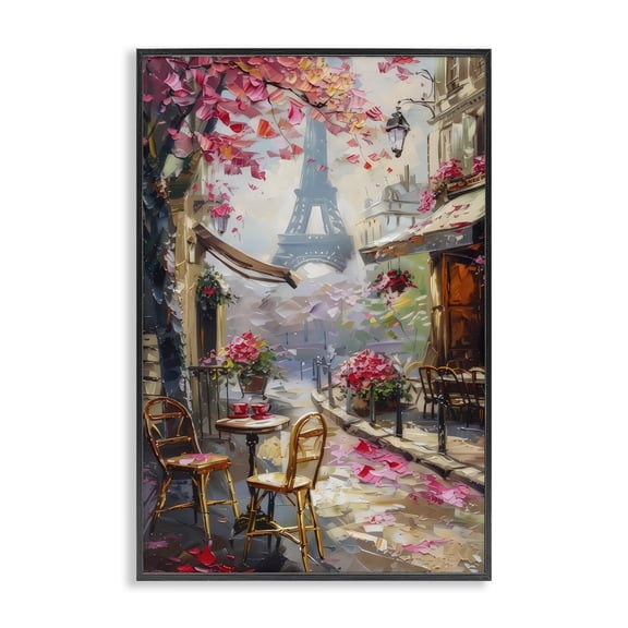 Stupell Industries Romantic Paris Cafe Black Framed Giclee Art design by LSR Creative Studio, 18 x 12