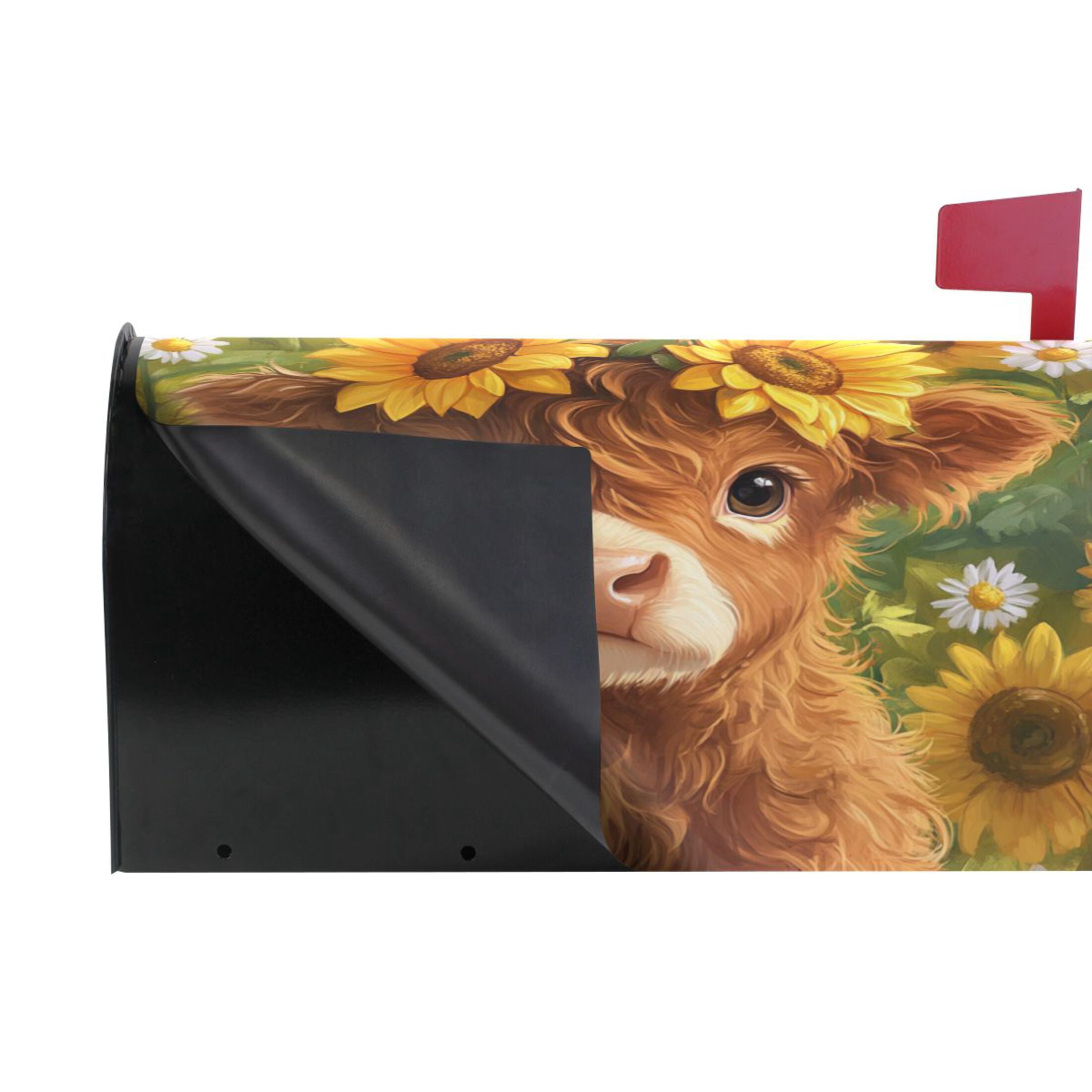 Mailbox Covers Magnetic Large Size 25.4x20.78 in Mailbox Wraps Post for Garden Yard Decor Cute Highland Cow