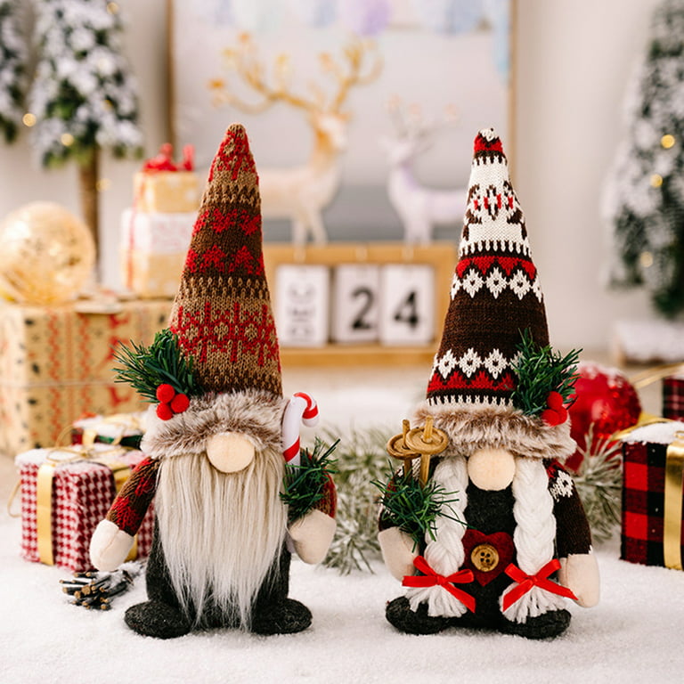 Handmade Felted Wool Christmas Gnomes Decorations - Adorable Holiday Gnomes Aesthetic Christmas Decor Ornaments for Mantle, Table, or Shelf 
