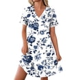 thumbnail image 4 of Summer Dresses for Women 2026 V Neck Short Sleeve Casual Shift Dress Hawaiian Sundress Beach Vacation Petite Clothes, 4 of 6