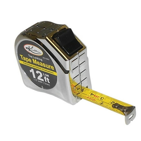 

K Tool 72612 Tape Measure 12 Long 1/2 Wide Fractional and Metric Markings with Automatic Return Lever