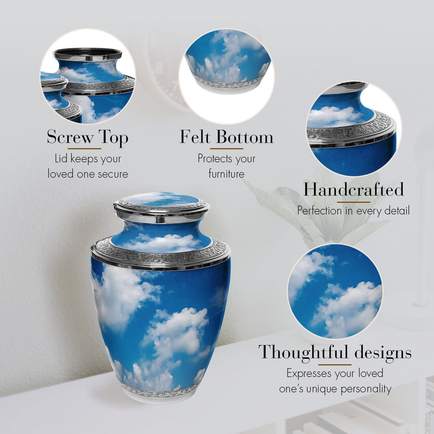 Heavenly Clouds Urns for Cremation Ashes Large Urn XL or Small Keepsake Urns for Human Ashes & Urns for Human Ashes for Home or Burial Small Urns for Human Ashes