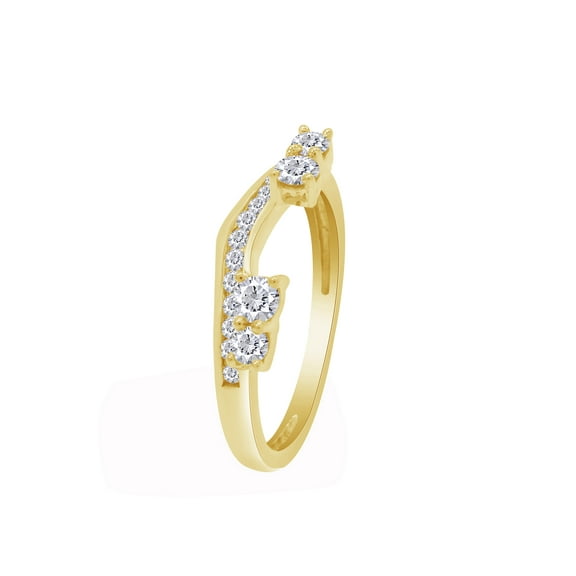 Round Cut White Cubic Zirconia 14K Yellow Gold Solitaire Enhancer Guard Ring Size - 7.5