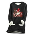 thumbnail image 3 of Feancey Womens Thermal Tunic Tops Christmas Fleece Lined Crewneck Sweatshirts Funny Santa Claus Printed Pullover Xmas Casual Loungewear Pajamas with Pockets Black L, 3 of 4