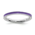 thumbnail image 1 of Solid 925 Sterling Silver Stackable Purple Enameled 2.25mm Ring Eternity Band Size 8, 1 of 6
