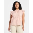 thumbnail image 2 of Time and Tru Women's Cotton Eyelet Top with Short Flutter Sleeves, Sizes XS-XXXL, 2 of 6