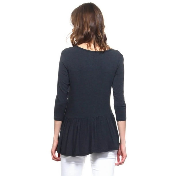 トップス HEVE Arch Peplum knit charcoal Women's Peplum Knit Top, Heather Charcoal, M - Walmart Business