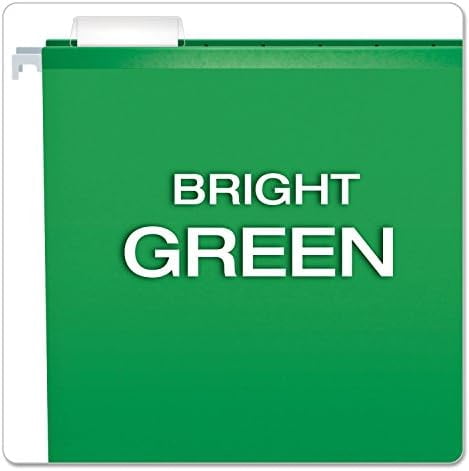 Reinforced Hanging File Folders, Letter Size, Bright Green, 1/5 Cut, 25/BX (4152 1/5 BGR)